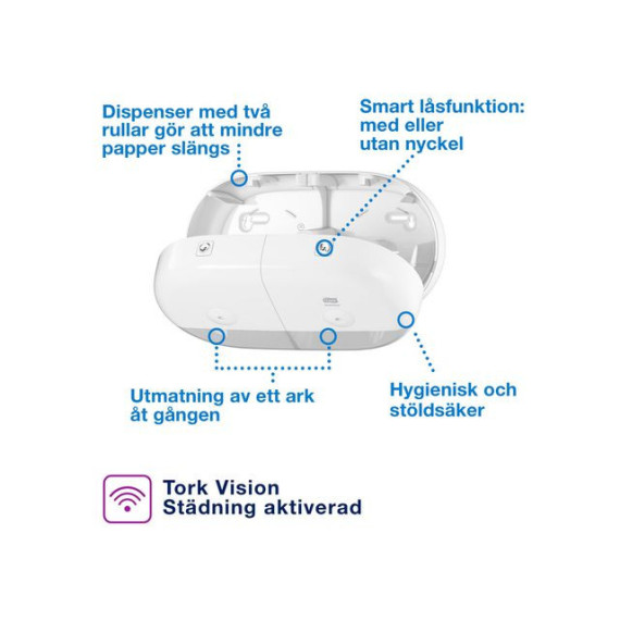 Dispenser TORK Smart mini toa twinT9hvit