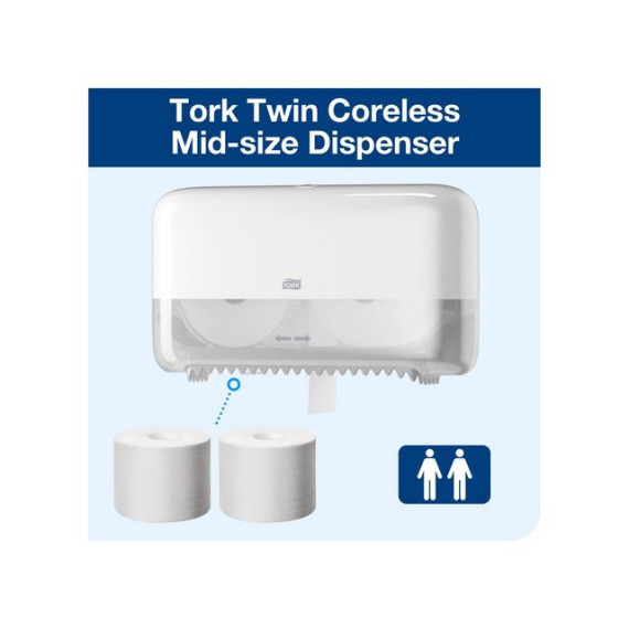 Dispenser TORK Twin toalettpapir T7 hvit
