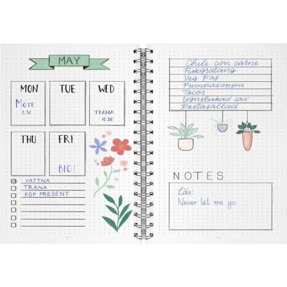 Kalender BURDE DotNotes B5 spiral Blomst