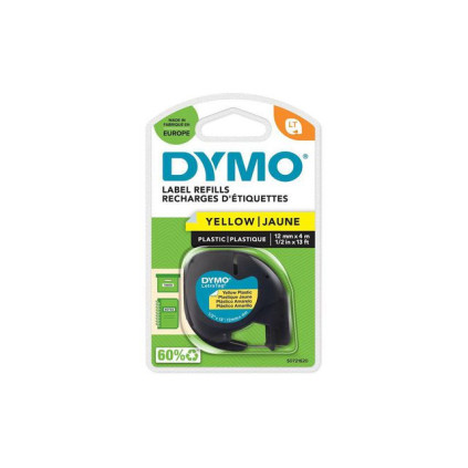Tape DYMO LetraTag 12mm plast sort/gul