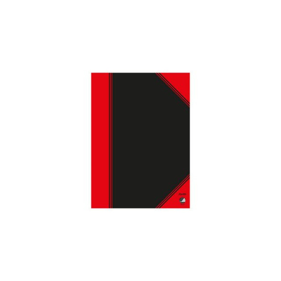 Kinabok A5 96 blad linjer sort/rød