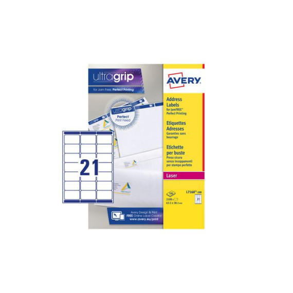 Etikett AVERY laser QP 63,5x38,1(2100)