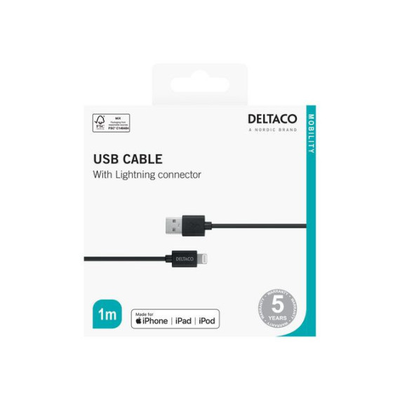 Kabel DELTACO USB-C til Lightning 1m