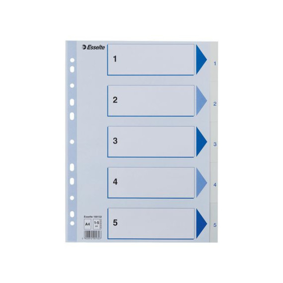 Register ESSELTE A4 plast 1-5 blå/hvit