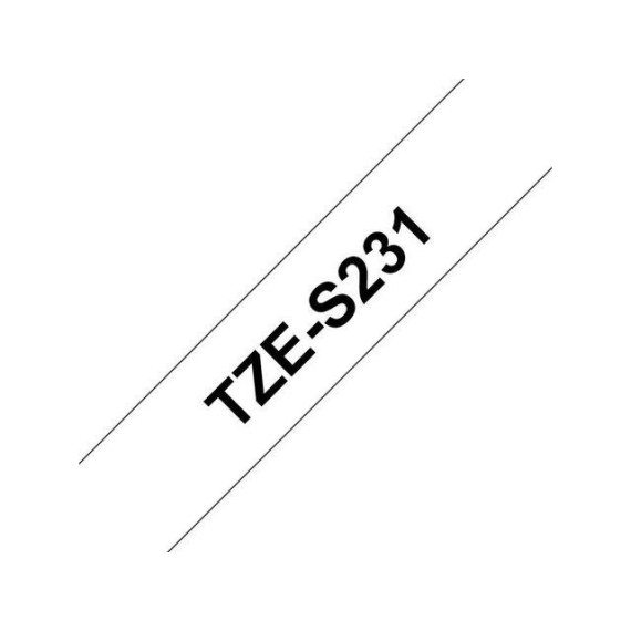 Tape BROTHER TZe-S231 12mmx8m sort/hvit