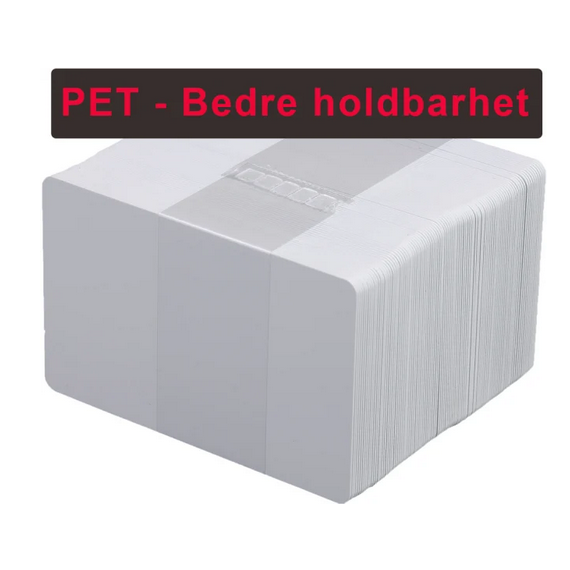 Plastkort - Hvit PET 0,76 mm (100)