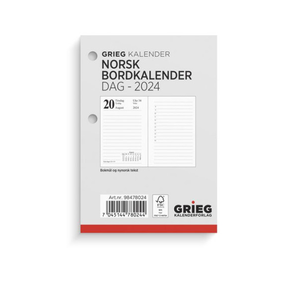Bordkalender GRIEG 2024 Norsk