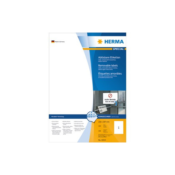 Etikett HERMA flytt A4 210x297mm (100)