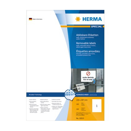 Etikett HERMA flytt A4 210x297mm (100)