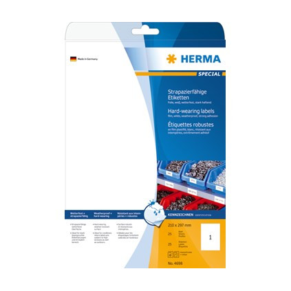 Etikett HERMA polyester A4 210x297 (25)