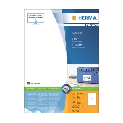 Etikett HERMA premium A4 210x297mm (100)