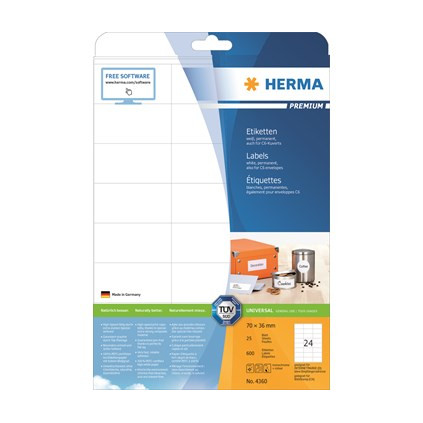 Etikett HERMA premium A4 70x36mm (600)