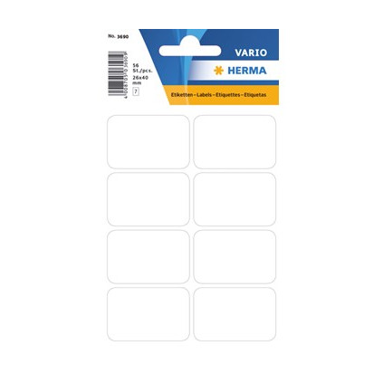 Etikett HERMA manuell 26x40mm hvit (56) (10pk)