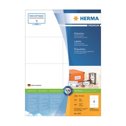 Etikett HERMA premium A4 105x74mm (800)