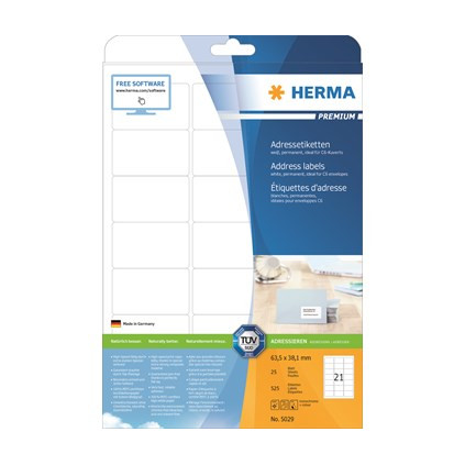 Etikett HERMA adr A4 63,5x38,1mm (525)