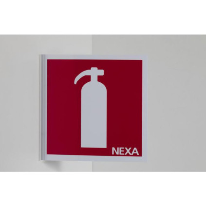 Skilt NEXA Brannslukker 20x20cm rød