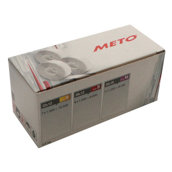 Prisetikett METO permanent 22x12mm rød (7rl/1500)