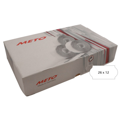 Prisetikett METO permanent 26x12mm hvit (36rl/1500)