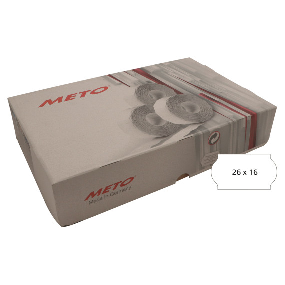 Prisetikett METO permanent 26x16mm hvit (36rl/1200)