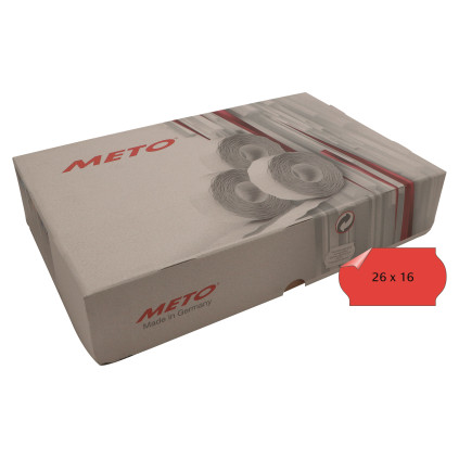 Prisetikett METO avtagbar 26x16mm rød (36rl/1200)