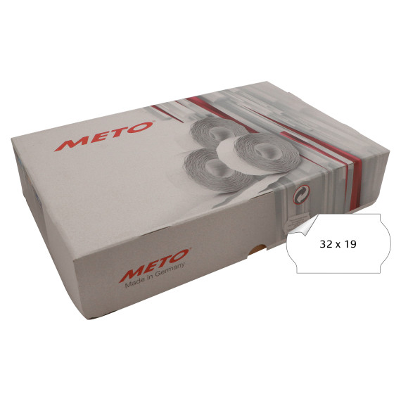 Prisetikett METO avtagbar 32x19mm hvit (30rl/1000)