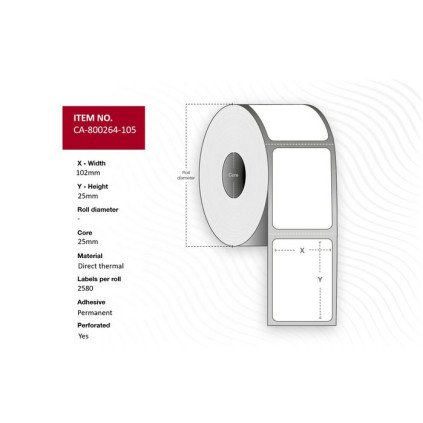 Termo etikett 102x25mm (2580)
