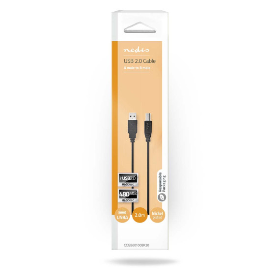 Kabel Nedis USB-A til USB-B 2m