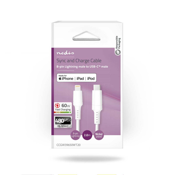Kabel NEDIS USB-C til lightning 2m