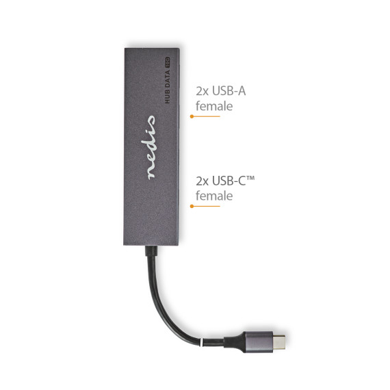 Hub NEDIS 2xUSB-C 2xUSB-A