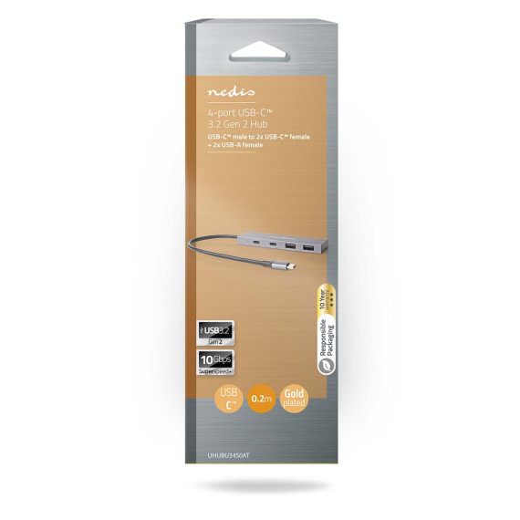 Hub NEDIS 2xUSB-C 2xUSB-A