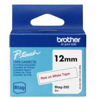 Tape BROTHER BTAG232 12mmx4m rød/hvit