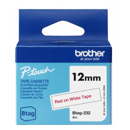 Tape BROTHER BTAG232 12mmx4m rød/hvit