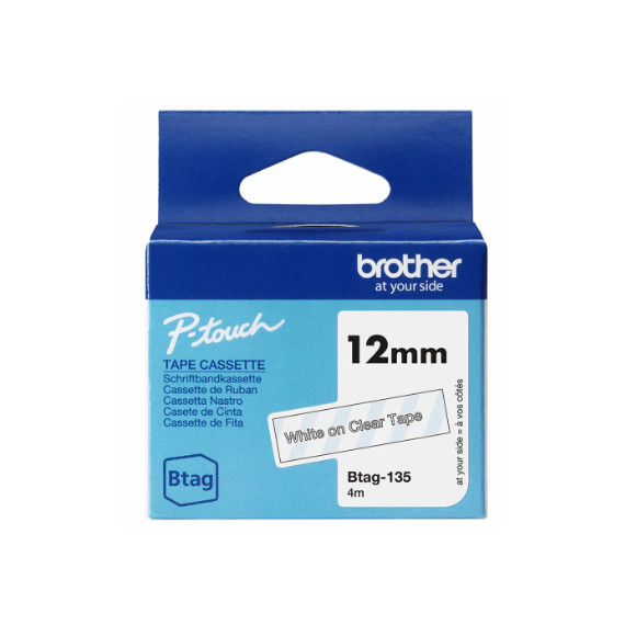 Tape BROTHER BTAG135 12mmx4m hvit/klar
