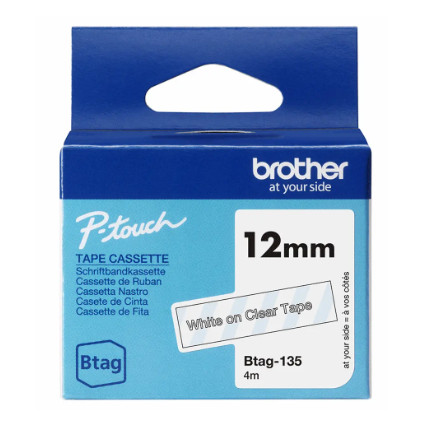 Tape BROTHER BTAG135 12mmx4m hvit/klar