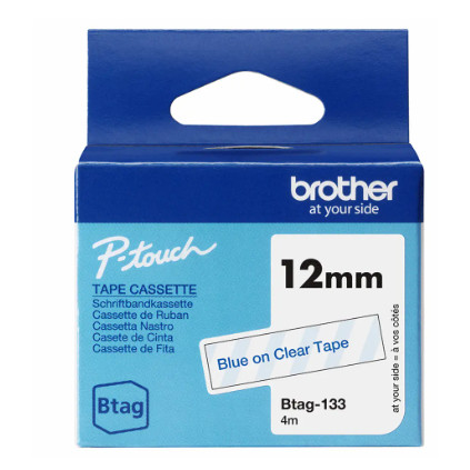 Tape BROTHER BTAG133 12mmx4m blå/klar