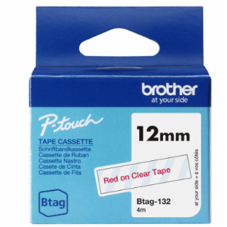 Tape BROTHER BTAG132 12mmx4m rød/klar