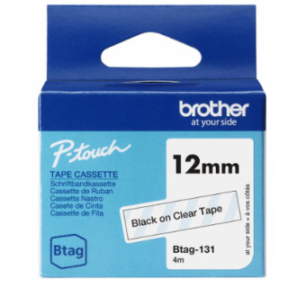 Tape BROTHER BTAG131 12mmx4m sort/klar