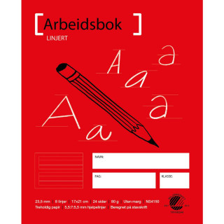 Arbeidsbok 17x21 80g 5,5:7:5,5 hj.linje