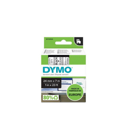 Tape DYMO D1 24mm x 7m sort/klar