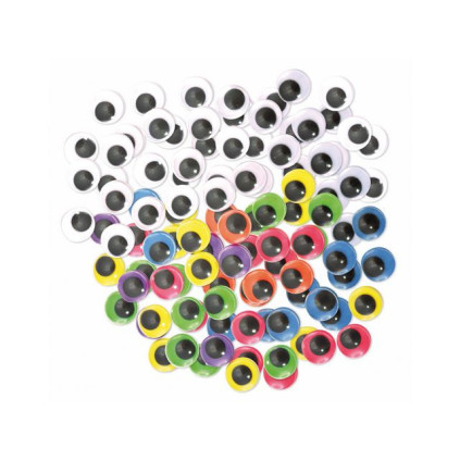 Plastøyne 15mm sort/hvit og fargede(300)