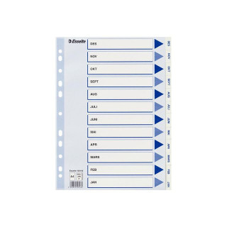 Register ESSELTE A4 plast des-jan hvit